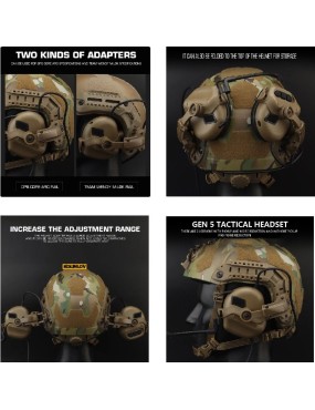 Tactical Multi-Angle Rotation Helmet Rail Adapter - OD