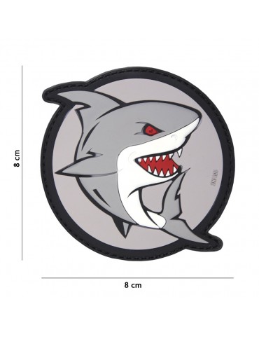 Patch - Attacking Shark - Grey & Red