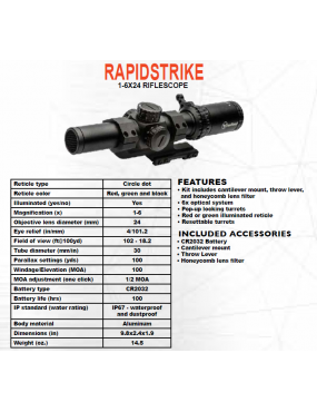 Kit complet Lunette de tir type AR15 Firefield RapidStrike 1-6x24 SFP